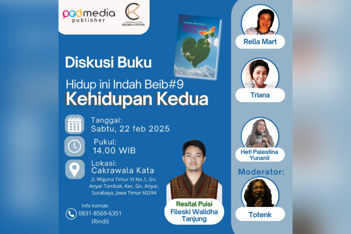 Resital Puisi Fileski dan Diskusi Buku Hidup ini Indah Beib#9 Kehidupan Kedua di Cakrawala Kata Surabaya