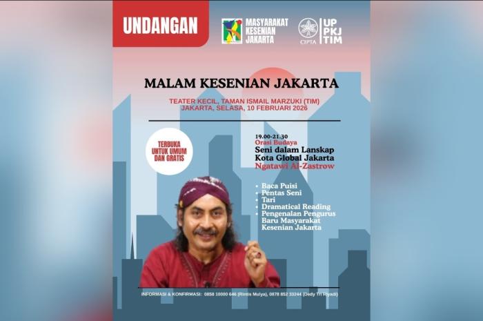 Malam Kesenian Jakarta 2026 Siap Sajikan Ragam Pertunjukan dan Orasi Budaya di Teater Kecil TIM
