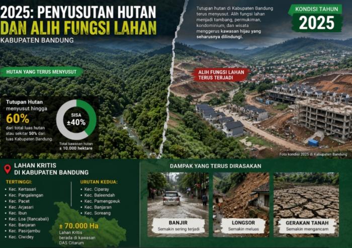 WALHI Soroti Lahan Kritis dan Tutupan Hutan Kabupaten Bandung yang Terus Menyusut