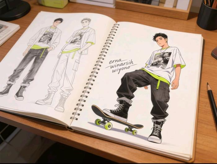 Sketsa Gaya 'Gaya Skater Santai dan Nyaman' Vol.3