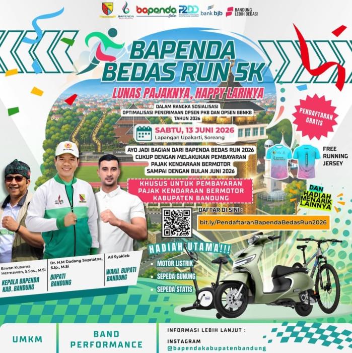 BAPENDA BEDAS RUN 5K 2026 Siap Digelar, Lunas Pajaknya, Happy Larinya!