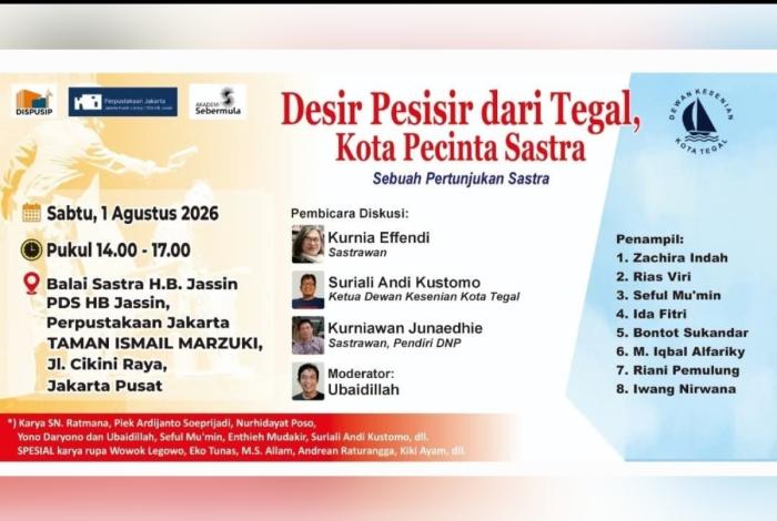 Balai Sastra H.B. Jassin Gelar Pertunjukan Sastra "Desir Pesisir dari Tegal, Kota Pecinta Sastra" di Jakarta